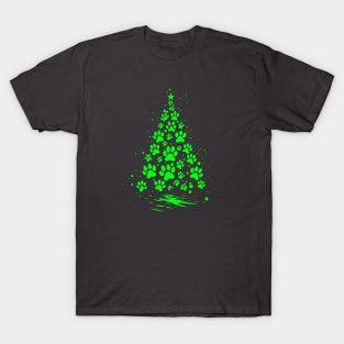 Dog Lover Paw Print Christmas Tree 5 T-Shirt